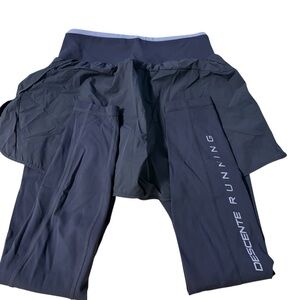 Descente 2 In 1 Compression Leggings With Running Shorts Blue Sz 4 Outdoors Gym